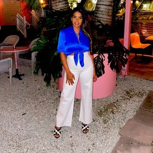 Zara white wide STRAIGHT JEANS
